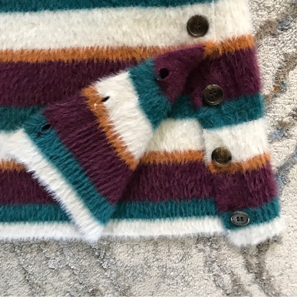 Free People Ciara Fuzzy Striped Sweater Mini Size M - Picture 4 of 8